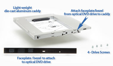 Комплект замены DVD-привода ноутбука SSD или HDD
