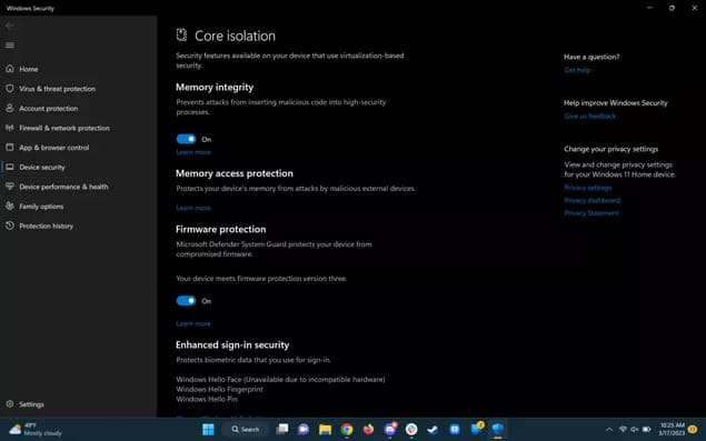 Изоляция ядра в Windows 11