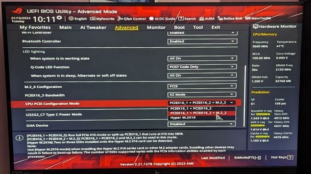 Конфигурация PCIe на материнской плате Asus