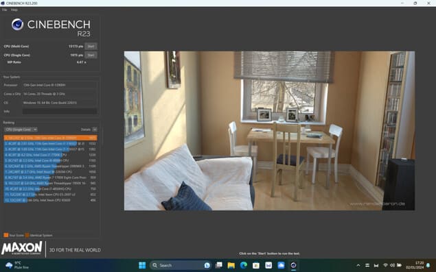 Результаты Cinebench R23 для MateBook D16 (2024)