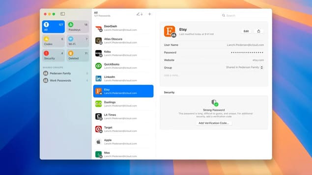 Приложение Passwords в iOS 18