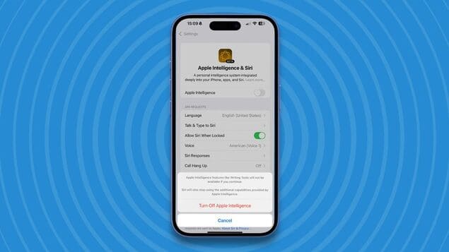 Отключение Apple Intelligence