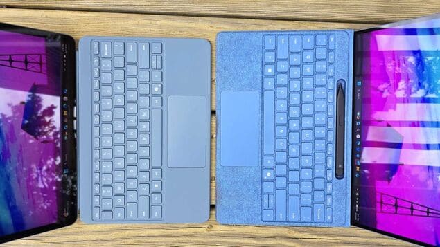 Surface Pro 12 и Surface Pro 11 клавиатура к клавиатуре