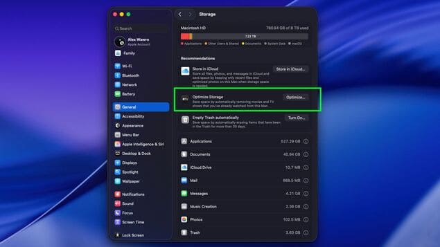Оптимизация памяти MacBook