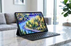 Huawei MatePad 11.5 S (2026) с клавиатурой на мраморном столе в интерьере