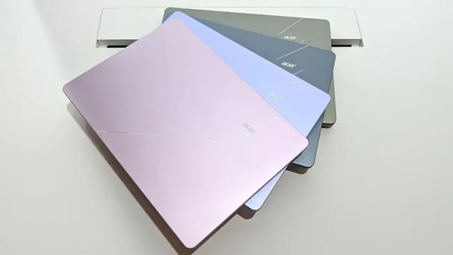 Acer Swift Air 14 в четырёх цветовых вариантах: серебристый, фиолетовый, голубой и графитовый
