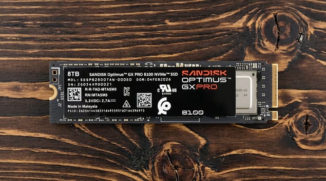 NVMe SSD SanDisk Optimus GX Pro 8100 8TB крупным планом