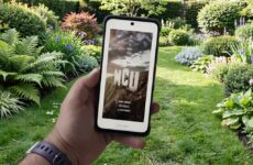 TCL Nxtpaper 70 Pro на фоне сада, демонстрация чтения